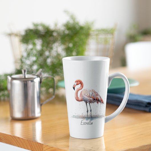 Kleurrijke Roze Flamingo, aanpasbaar Latte Mok