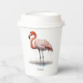 Kleurrijke Roze Flamingo, aanpasbaar Papieren Bekers (Voorkant)