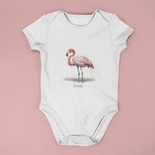 Kleurrijke Roze Flamingo, aanpasbaar Romper
