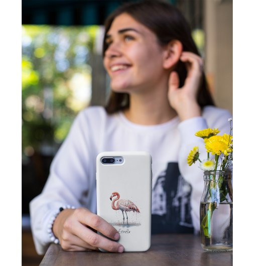 Kleurrijke roze flamingo in pointillisme stijl Case-Mate iPhone case