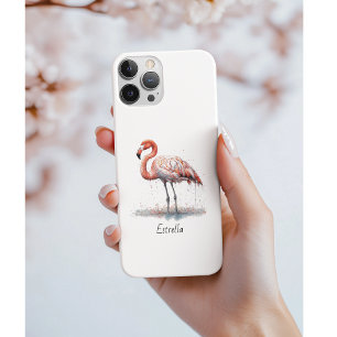 Kleurrijke roze flamingo in pointillisme stijl iPhone 11 hoesje