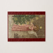 Kleurrijke  roze kerstangelpuzzel legpuzzel (Horizontaal)