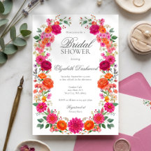 Kleurrijke Roze & Oranje Bloemetuin Bruiloft Feest