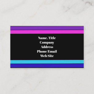 Kleurrijke Roze Paarse Blauw Zwart Modern Stripes Visitekaartje