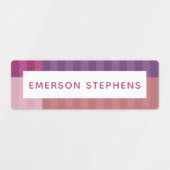 Kleurrijke roze paarse eenvoudige kinderen naam labels (Design 1)