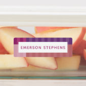 Kleurrijke roze paarse eenvoudige kinderen naam labels (Aangebracht)