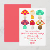 Kleurrijke roze paddenstoelen meisje verjaardagsfe kaart (Voorkant / Achterkant)