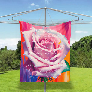 Kleurrijke Roze Roos in Bloei Gedicht Boheemse Kun Fleece Deken