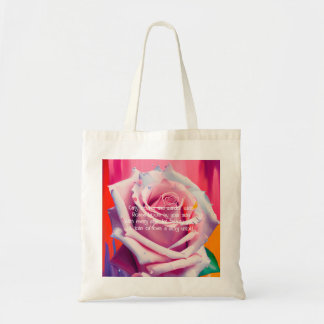 Kleurrijke Roze Roos in Bloei Gedicht Boheemse Kun Tote Bag