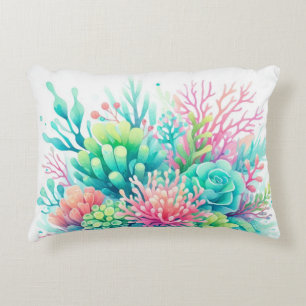 Kleurrijke Roze Schattigee Koraal Sealife Nautisch Accent Kussen