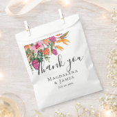 Kleurrijke  Roze Sinaasappel Tropische Bloemen Bedankzakje (Geknipt)