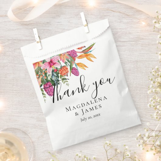 Kleurrijke  Roze Sinaasappel Tropische Bloemen Bedankzakje (Geknipt)