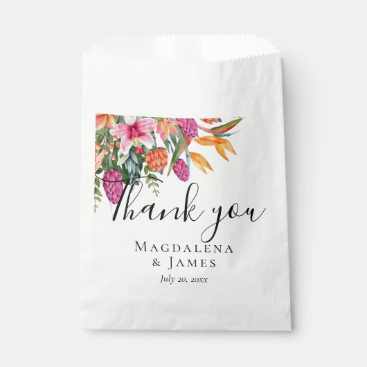 Kleurrijke  Roze Sinaasappel Tropische Bloemen Bedankzakje (Voorkant)