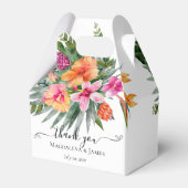 Kleurrijke Roze Sinaasappel Tropische Bloemen Brui Bedankdoosjes (Achterkant)