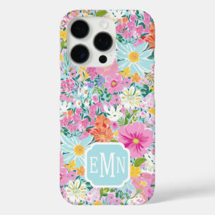 Kleurrijke Roze Tuin Met Initialen iPhone 16 Pro Hoesje