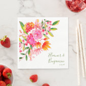 Kleurrijke roze Waterverf - Aangepast huwelijk Servet (Insitu)