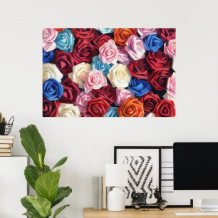 Kleurrijke Rozen Aquarel Stijl Kunstprint Poster