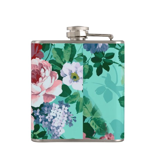 Kleurrijke Rozen en bloemen Heupfles (Achterkant)