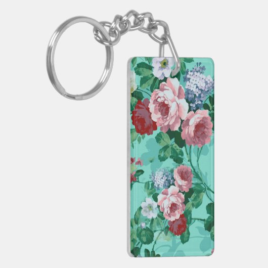 Kleurrijke Rozen en bloemen Sleutelhanger (Voorkant Links)