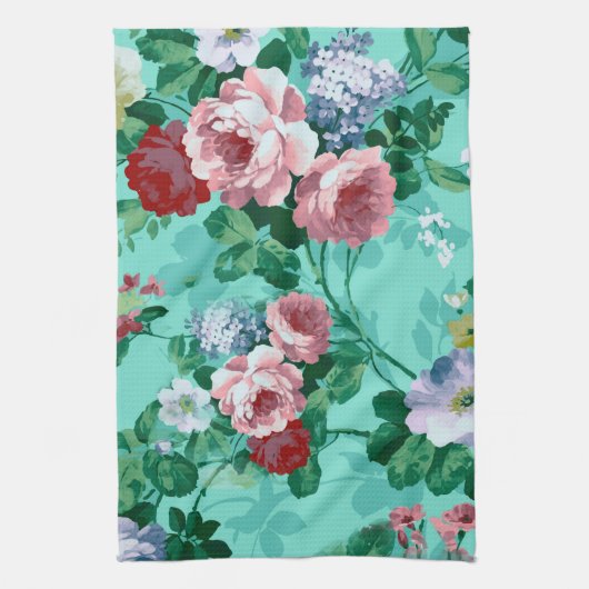 Kleurrijke Rozen en bloemen Theedoek (Verticaal)