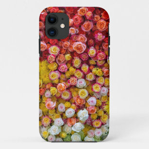 Kleurrijke rozen en chrysanten bloemengradiënt iPhone 11 hoesje