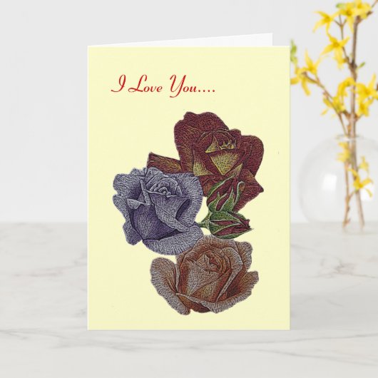 Kleurrijke rozen en rozen knoppen voor valentijnen kaart (Gele Bloem)