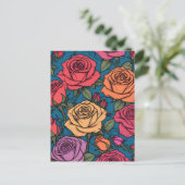 Kleurrijke rozen illustratie briefkaart (Staand voorkant)
