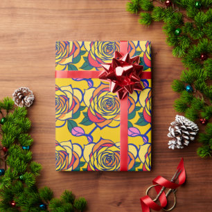 Kleurrijke Rozen In Een Pop Art Stijl Cadeaupapier