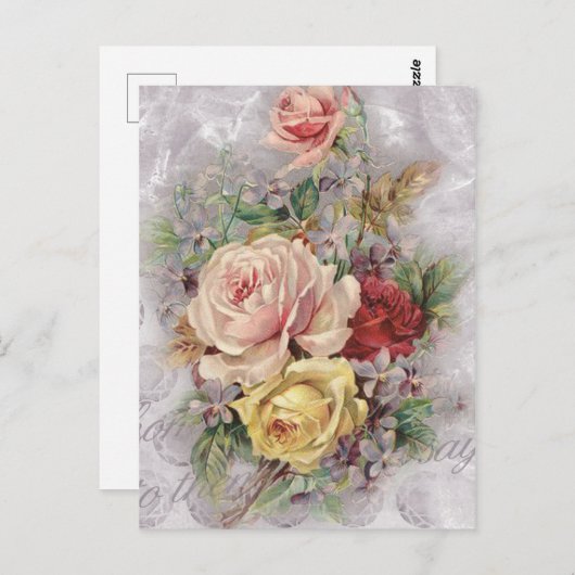 Kleurrijke rozen, kunst briefkaart (Voorkant / Achterkant)