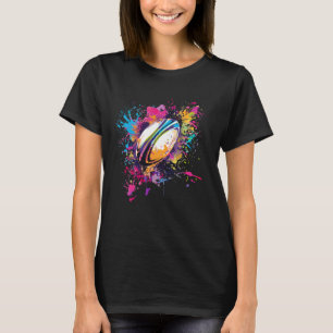 Kleurrijke Rugby Ball Splash Art Rugby Lover T-shirt