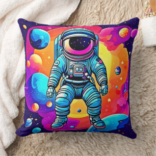 Kleurrijke Ruimte Cartoon Kunst: Astronaut Dromen Kussen