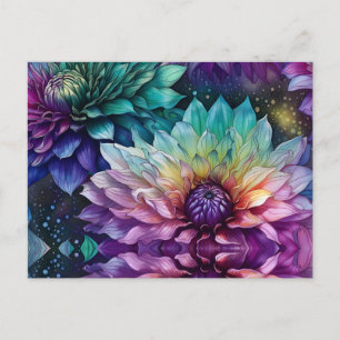 Kleurrijke ruimte Dahlia Bloem Briefkaart