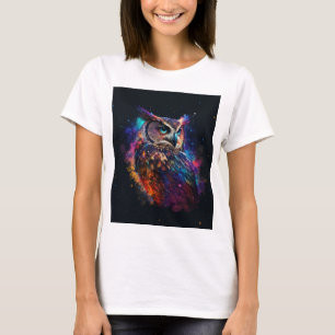 kleurrijke ruimteuil t-shirt