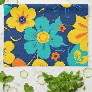 Kleurrijke Rush Blooms-Dopamine Style-Retro Bloeme Theedoek