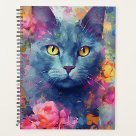 Kleurrijke Russische Blauwe kat Planner