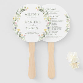Kleurrijke Rustic Meadow Wild Flower Wedding Progr Handwaaier