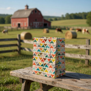 Kleurrijke Rustieke Stier Kop Silhouet Medium Cadeauzakje