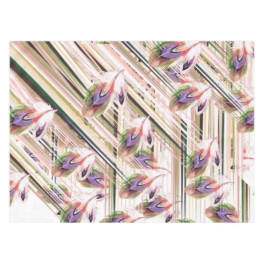 Kleurrijke rustieke veren Modern Pattern Tafelkleed (Voorkant (Horizontaal))