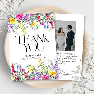 Kleurrijke rustieke wilde bloemen foto Dank u kaar Kaart