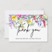 Kleurrijke rustieke Wildflowers Script Dank u kaar Kaart (Voorkant)