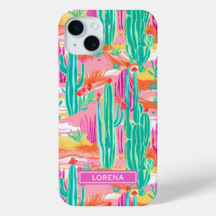 Kleurrijke Saguaro Cacti Persoonlijk iPhone 15 Mini Hoesje