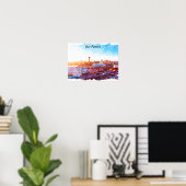 Kleurrijke San Antonio Texas Panorama Uitzicht Poster (Thuiskantoor)