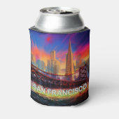 Kleurrijke San Francisco Skyline Abstracte kunst Blikjeskoeler (Blikje Achterkant)