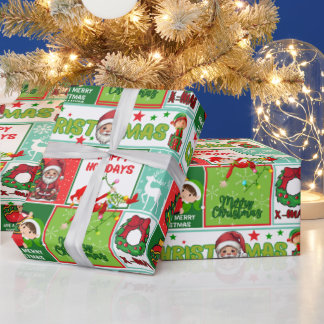 Kleurrijke Santa Merry Christmas Wrapping Paper Cadeaupapier