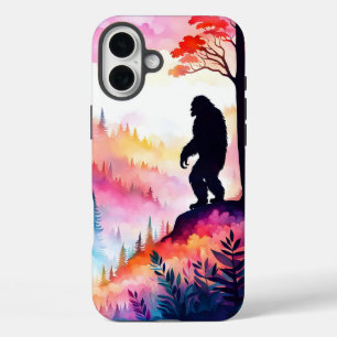 Kleurrijke Sasquatch op Ridge met uitzicht op het iPhone 16 Plus Hoesje