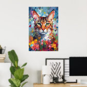 Kleurrijke Savannah kat Kunst Poster (Thuiskantoor)