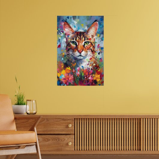 Kleurrijke Savannah kat Kunst Poster (Woonkamer 2)