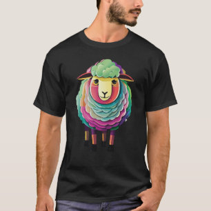 Kleurrijke schapenillustratie t-shirt