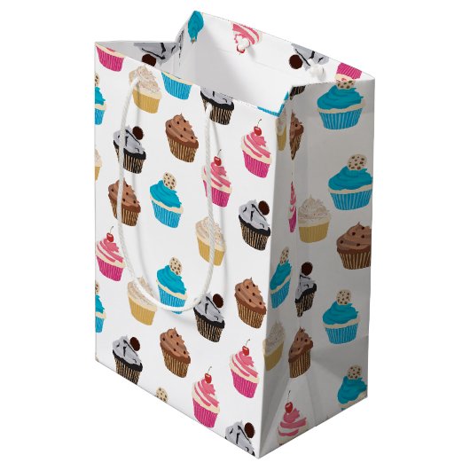 Kleurrijke schattige cupcakes patroon medium cadeauzakje (Achterkant Gekanteld)