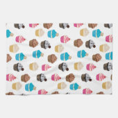 Kleurrijke schattige cupcakes patroon theedoek (Horizontaal)